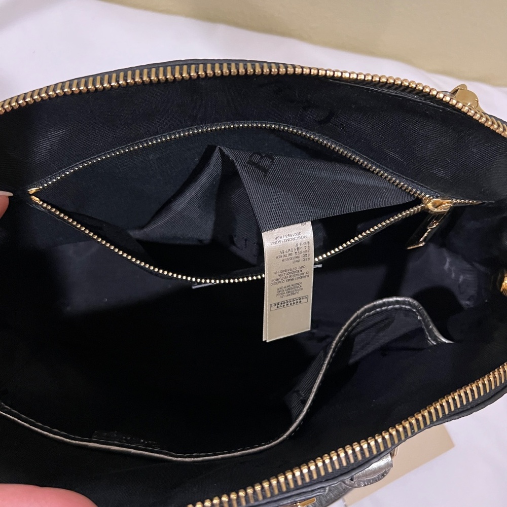 BURBERRY Heritage Grain Small Orchard Bowling Handbag Silver EUC - Picture 15 of 16